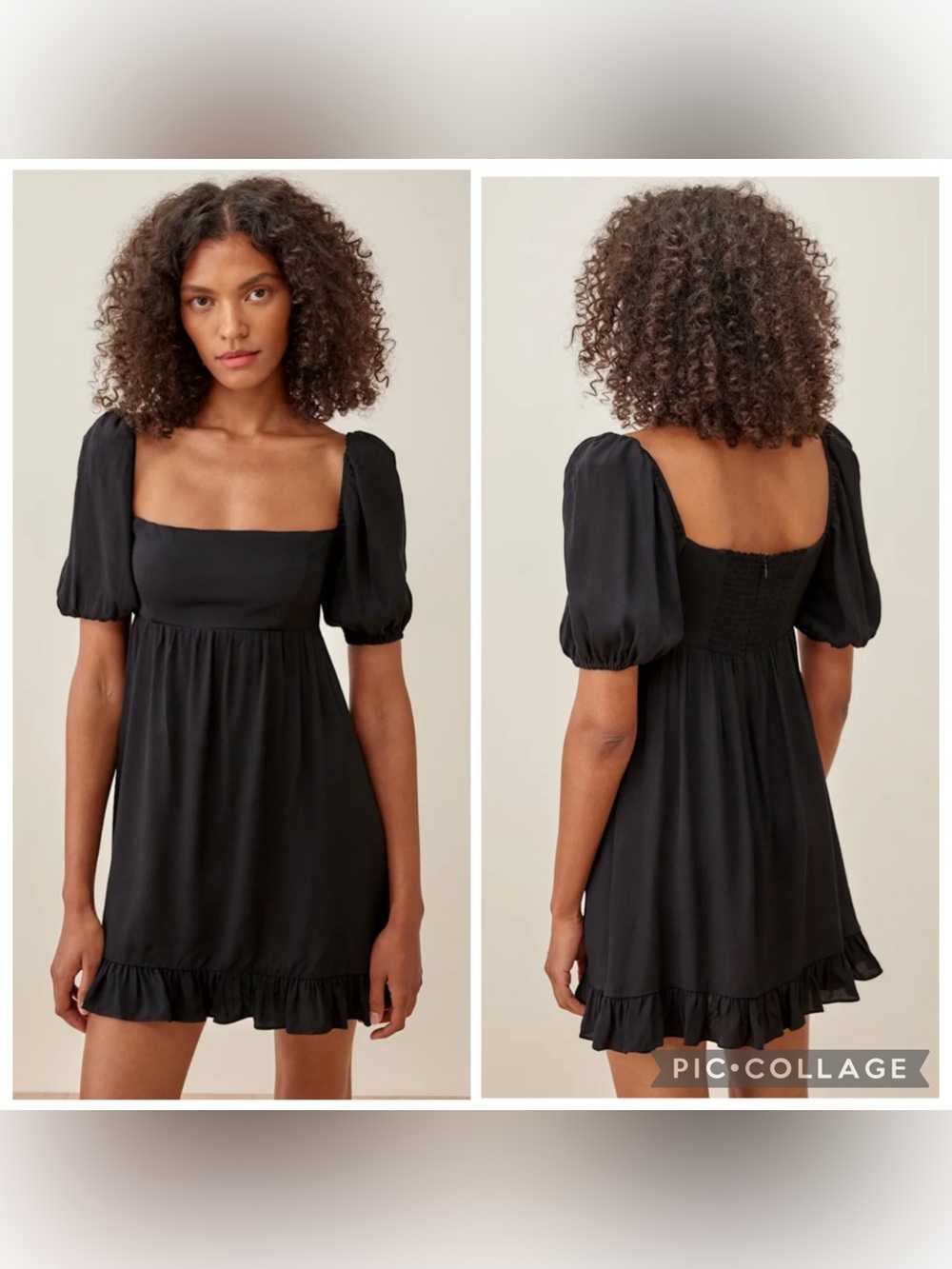 Reformation Black Bristol Dress Size S Baby Doll Mini
